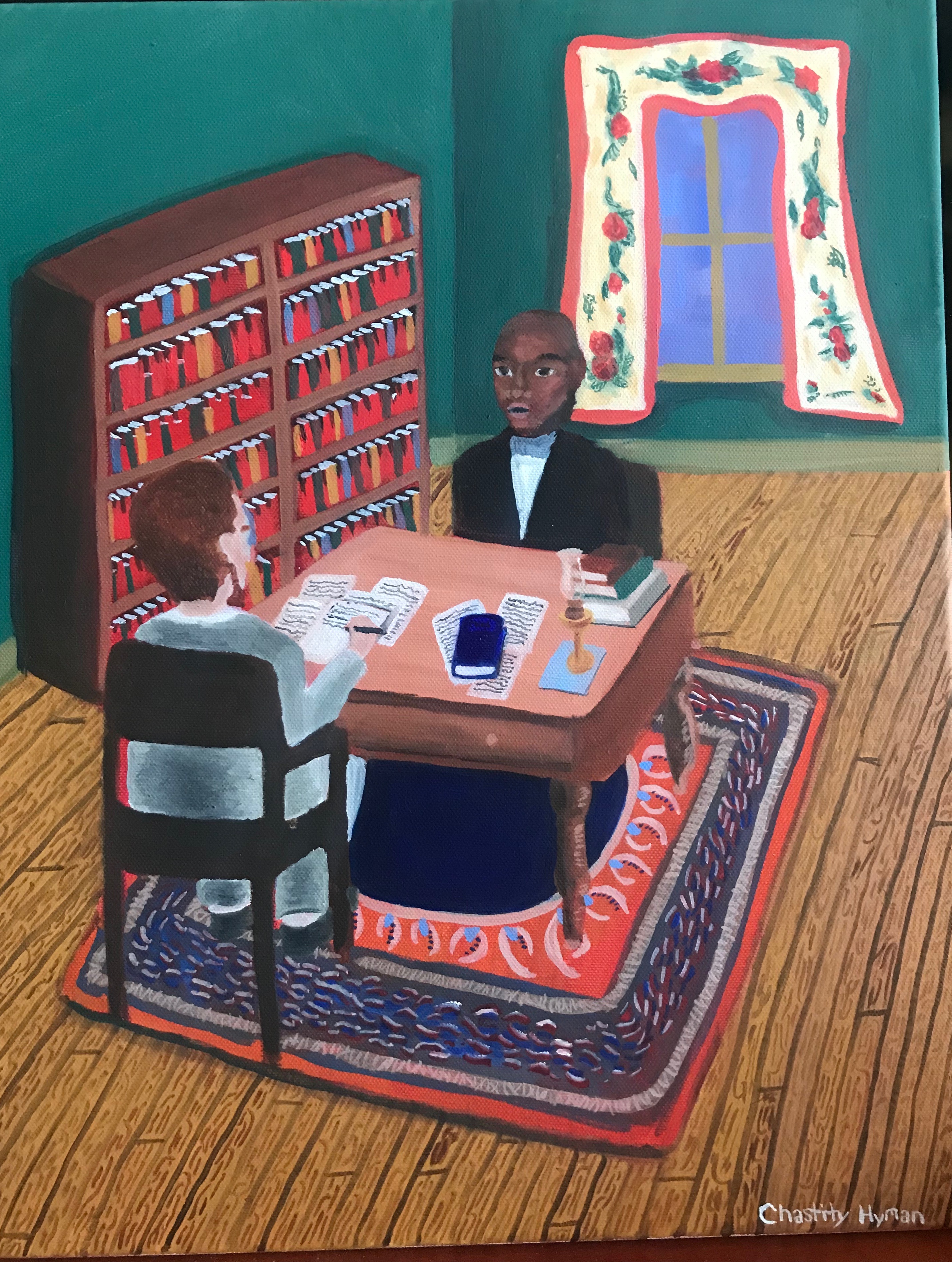 Chastity paints “Moses Grandy Tells His Story” #Artwork